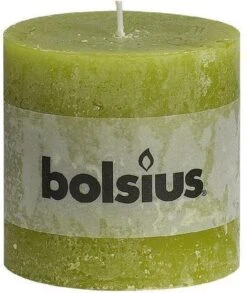 Bolsius Stompkaarsen Rustiek 100x100 - Groen - 6 Stuks