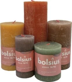 Bolsius Rustiek Stompkaars Warme Kleuren Mix (bruin Oker Geel Groen)