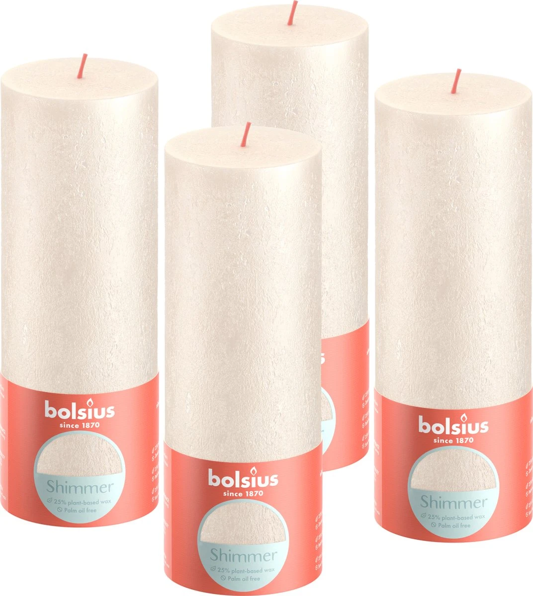 Bolsius - Rustieke Kaars Shimmer - 4 Stuks - Metallic - Ivoor - 19cm 3 Bolsius - Rustieke Kaars Shimmer - 4 Stuks - Metallic - Ivoor - 19cm