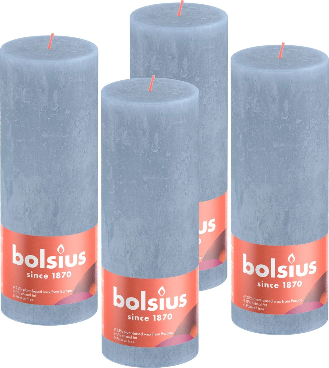Bolsius - Rustieke Kaars - 4 Stuks - Licht Blauw - Sky Blue - 19cm 3 Bolsius - Rustieke Kaars - 4 Stuks - Licht Blauw - Sky Blue - 19cm