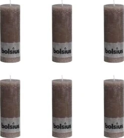 Bolsius Stompkaars Rustiek - Taupe - H19 Cm - 6 Stuks