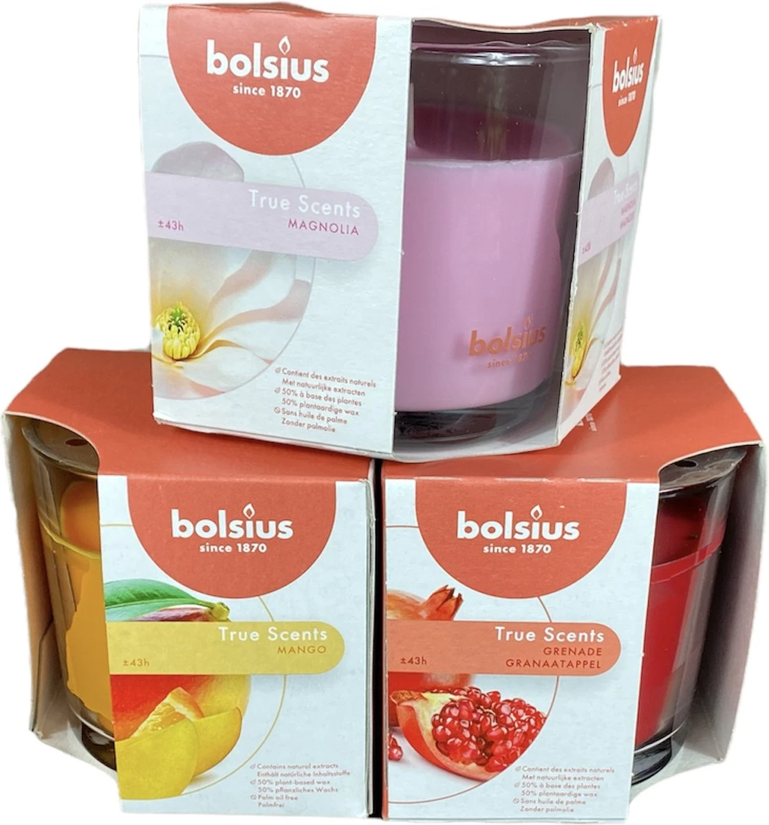 Bolsius Kaarsen - Rustieke Geurkaarsen Set - Mango, Magnolie, Granaatappel | Voordeelset 3 Bolsius Kaarsen - Rustieke Geurkaarsen Set - Mango, Magnolie, Granaatappel | Voordeelset
