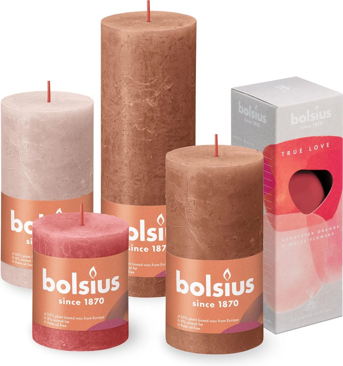 Bolsius - Rustieke Kaarsen Geur Set - True Love - Moederdag 4 Bolsius - Rustieke Kaarsen Geur Set - True Love - Moederdag - Afbeelding 2