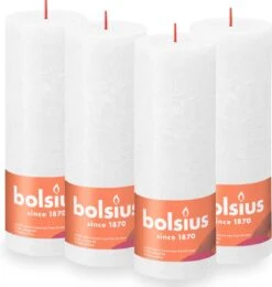 Bolsius - Rustieke Kaars - 4 Stuks - Wit - 19cm