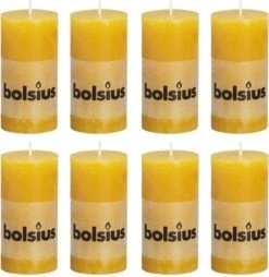 8 Stuks Bolsius Oker Geel Rustiek Stompkaarsen 100/50 (25 Uur) -Bolsius 1169x1200 1