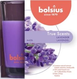 4 Stuks Bolsius Geurglas Lavendel - Lavender Geurkaarsen 95/95 (43 Uur) True Scents