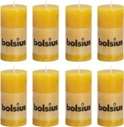 8 Stuks Bolsius Oker Geel Rustiek Stompkaarsen 100/50 (25 Uur) -Bolsius 1177x1200 2