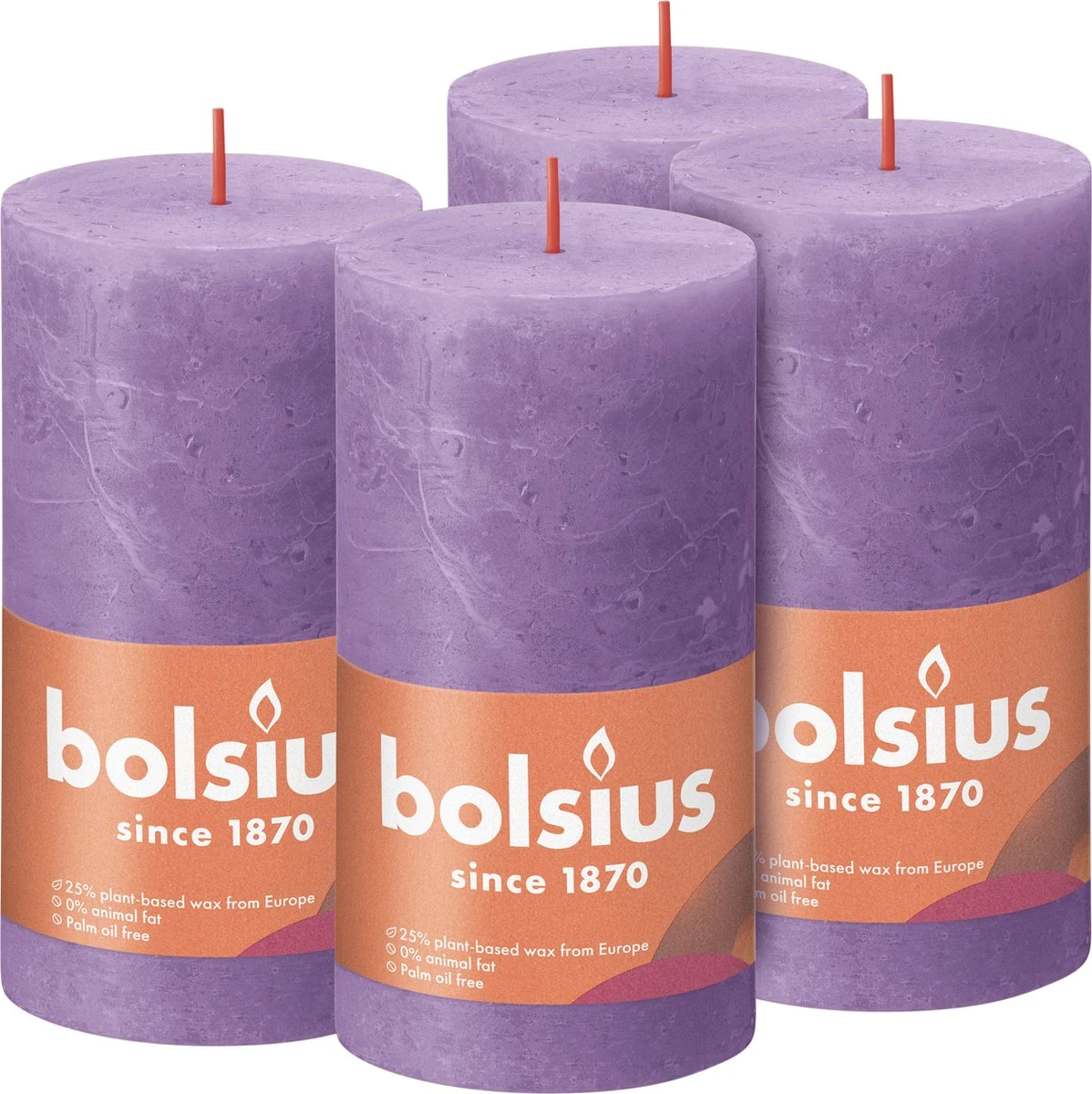 Bolsius - Rustieke Kaars - 4 Stuks - Paars Violet - 13cm - Paasdecoratie 3 Bolsius - Rustieke Kaars - 4 Stuks - Paars Violet - 13cm - Paasdecoratie