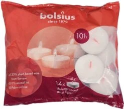 Bolsius - 84 Duurzamere Maxi Waxinelichtjes - Grote Theelichtjes - Wit - 10 Branduren -Bolsius 1200x1056