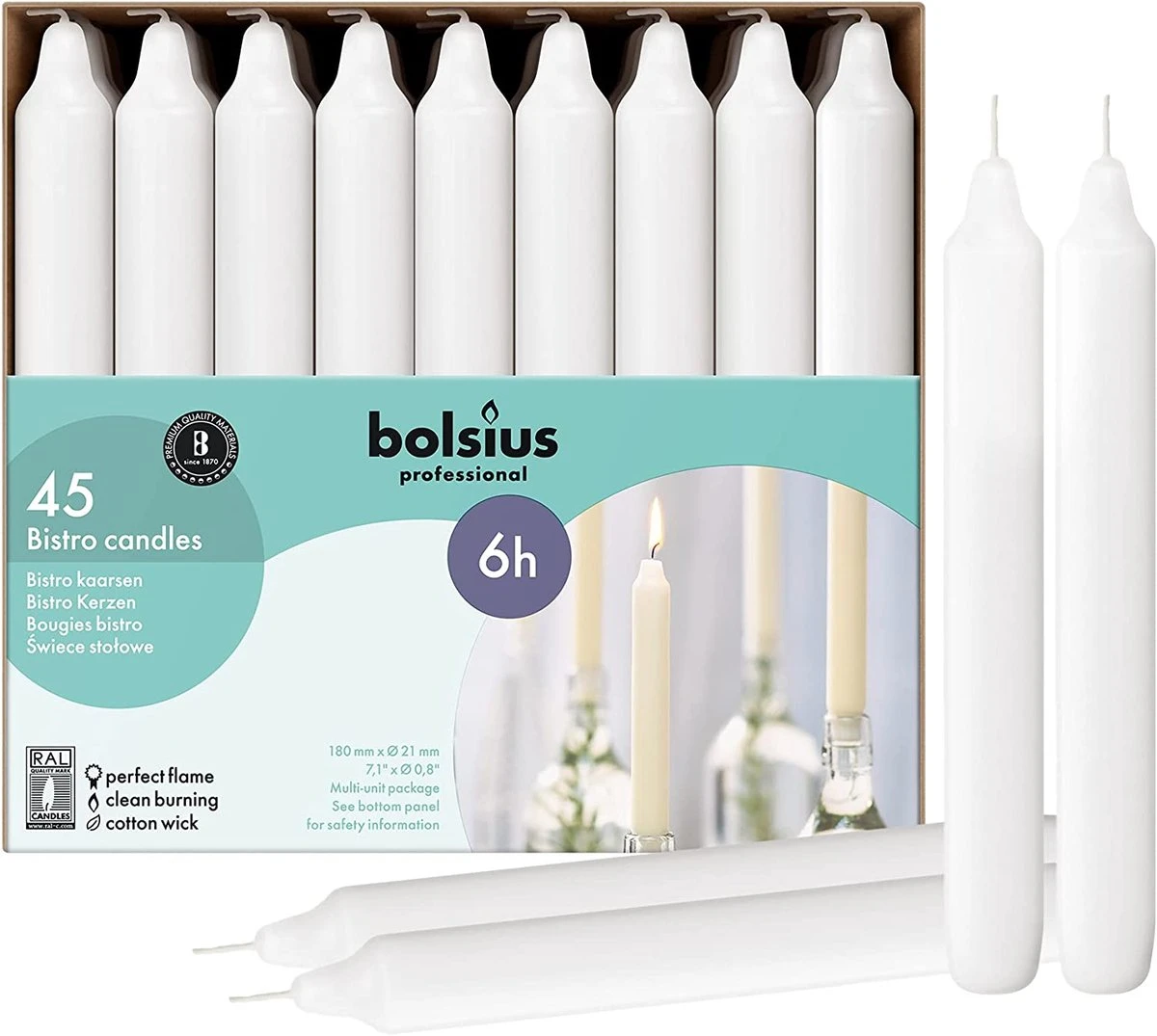 Bolsius Professional - Bistro Kaarsen - Wit - 45 Stuks 5 Bolsius Professional - Bistro Kaarsen - Wit - 45 Stuks - Afbeelding 3