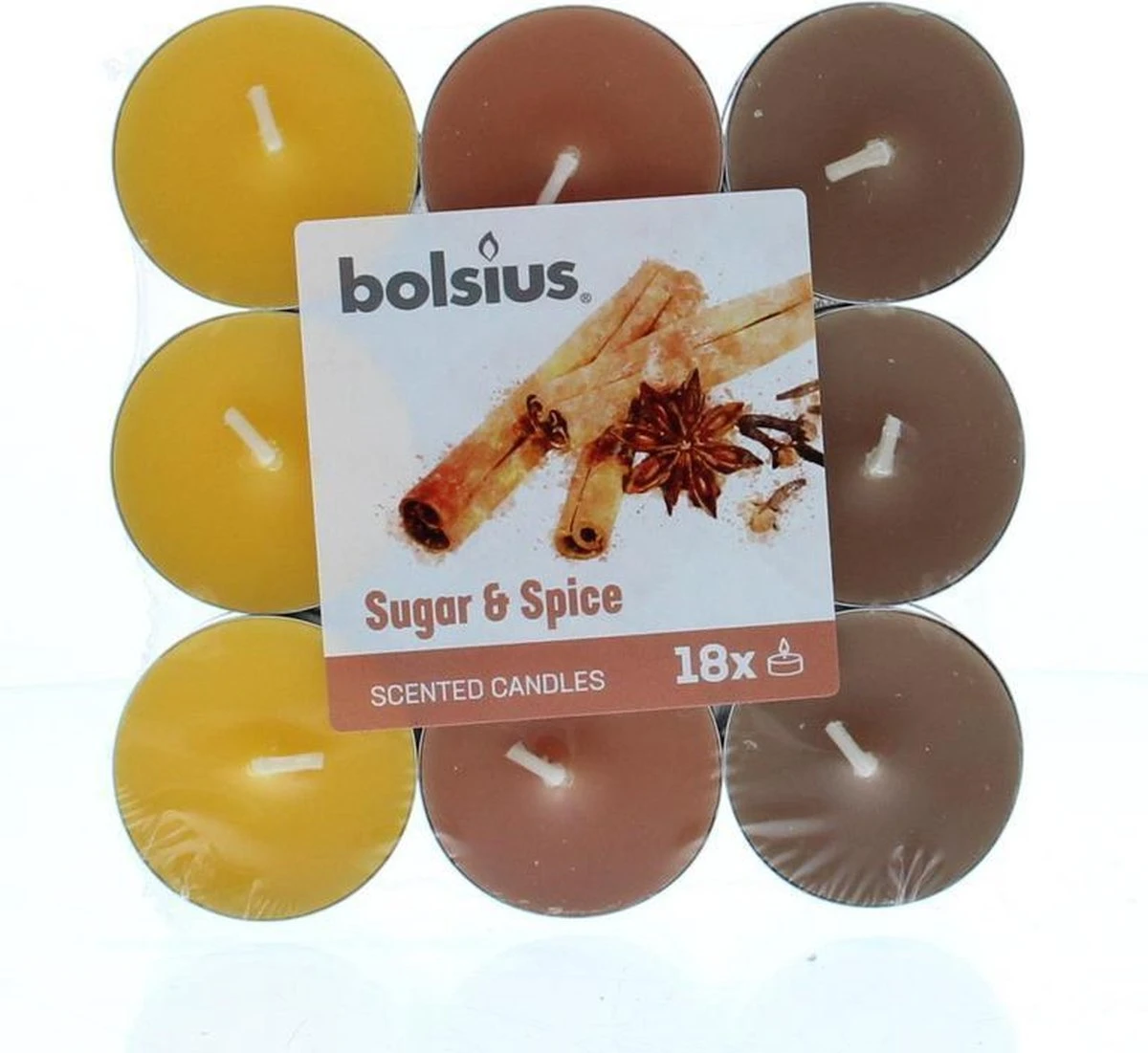 Bolsius - Geurtheelichtjes 'True Scent' - 18 Stuks, 4 Branduren Per Theelichtje, Mix Sugar & Spice 5 Bolsius - Geurtheelichtjes 'True Scent' - 18 Stuks, 4 Branduren Per Theelichtje, Mix Sugar & Spice - Afbeelding 3