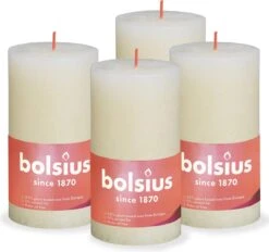 Bolsius - Rustieke Kaars - 4 Stuks - Ivoor - 13cm - Paasdecoratie