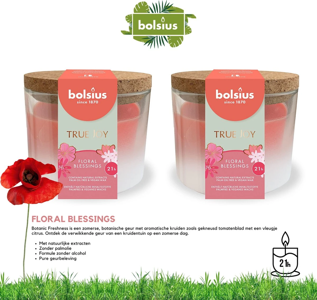 Bolsius True Joy Geurkaars Met Kurken Deksel - Floral Blessings - 2 Stuks 4 Bolsius True Joy Geurkaars Met Kurken Deksel - Floral Blessings - 2 Stuks - Afbeelding 2