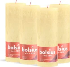 Bolsius - Rustieke Kaars - 4 Stuks - Licht Geel - 19cm - Paasdecoratie