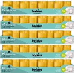 200 Stuks Bolsius Clear Cups Kaars In Amber Houder 49/42 (16 Uur)