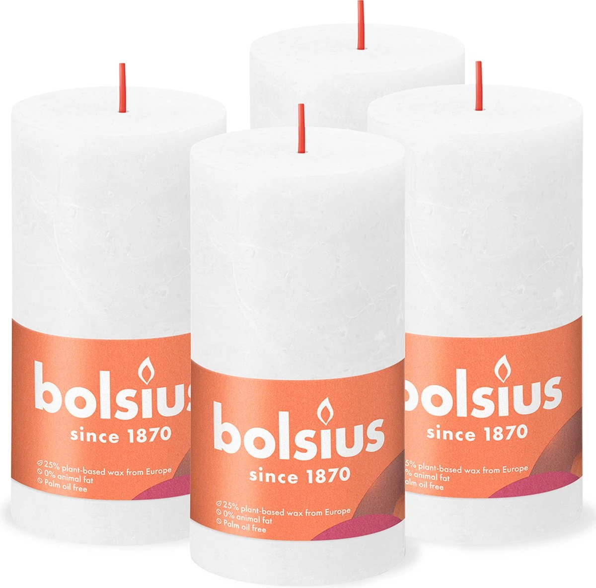 Bolsius - Rustieke Kaars - 4 Stuks - Wit - 13cm 3 Bolsius - Rustieke Kaars - 4 Stuks - Wit - 13cm