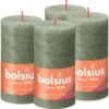 Bolsius - Rustieke Kaars - 4 Stuks - Olijf Groen - 13cm