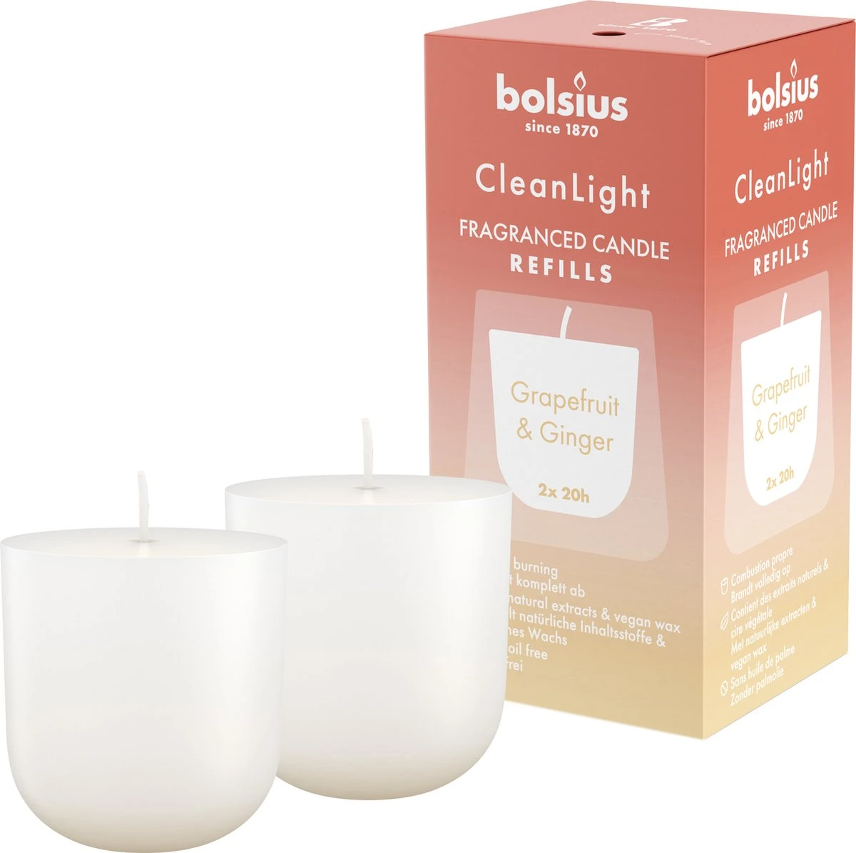 Bolsius - CleanLight - 12 Gegeurde Navullingen - Grapefruit & Ginger - Navulbare Geurkaarsen 3 Bolsius - CleanLight - 12 Gegeurde Navullingen - Grapefruit & Ginger - Navulbare Geurkaarsen