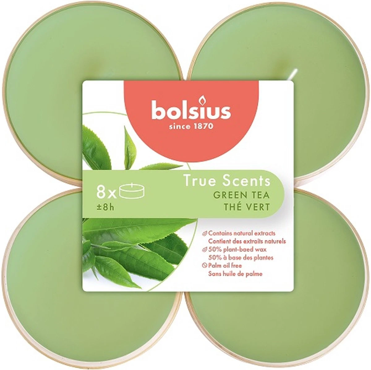 Bolsius Geur Maxitheelichten 8 Uur Pak A 8st True Scents Green Tea 4 Bolsius Geur Maxitheelichten 8 Uur Pak A 8st True Scents Green Tea - Afbeelding 2