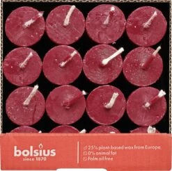 Bolsius - 16 Dinerkaarsen Rustiek - Rood -Bolsius 1200x1197 6