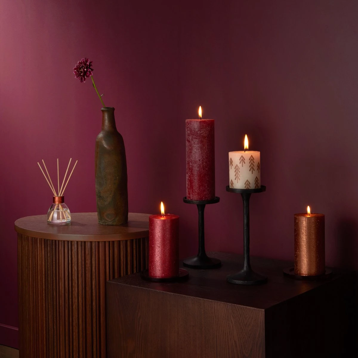 Bolsius - Rustieke Kaars Shimmer - 4 Stuks - Metallic - Koper Brons - 19cm 4 Bolsius - Rustieke Kaars Shimmer - 4 Stuks - Metallic - Koper Brons - 19cm - Afbeelding 2