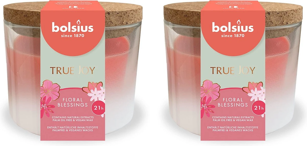 Bolsius True Joy Geurkaars Met Kurken Deksel - Floral Blessings - 2 Stuks 3 Bolsius True Joy Geurkaars Met Kurken Deksel - Floral Blessings - 2 Stuks