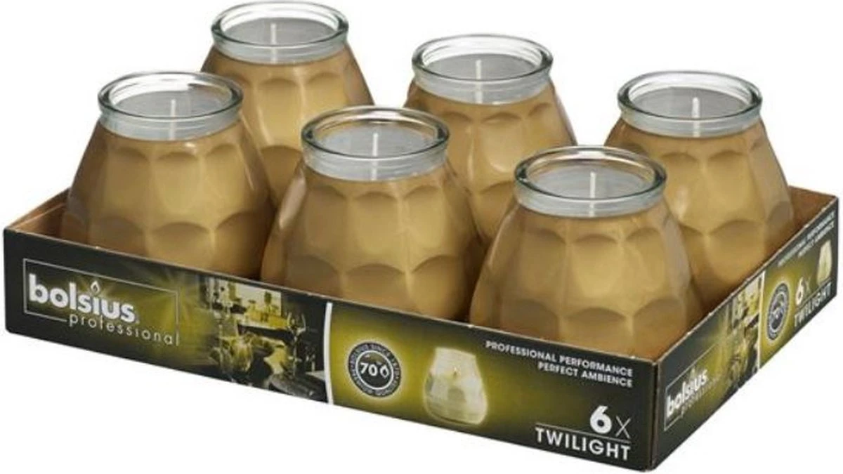Bolsius Twilight Kaarsen In Glas Goud ( 6 Stuks) 3 Bolsius Twilight Kaarsen In Glas Goud ( 6 Stuks)