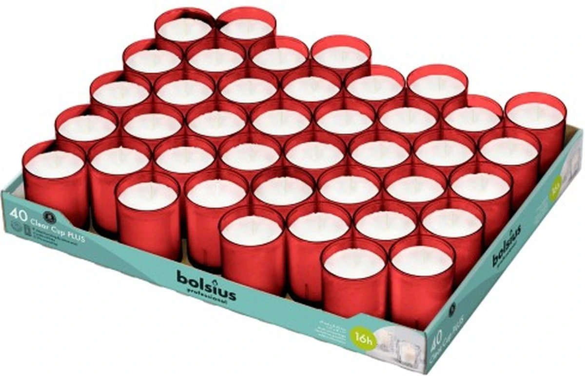 200 Stuks Bolsius Clear Cups Kaars In Rode Houder 49/42 (16 Uur) 4 200 Stuks Bolsius Clear Cups Kaars In Rode Houder 49/42 (16 Uur) - Afbeelding 2