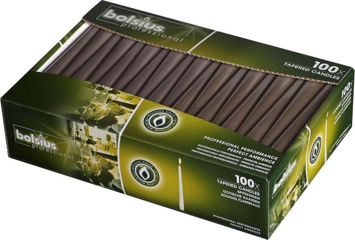 100 Stuks Bolsius Gotisch Taupe Dinerkaarsen 240/23 (7 Uur) 3 100 Stuks Bolsius Gotisch Taupe Dinerkaarsen 240/23 (7 Uur)