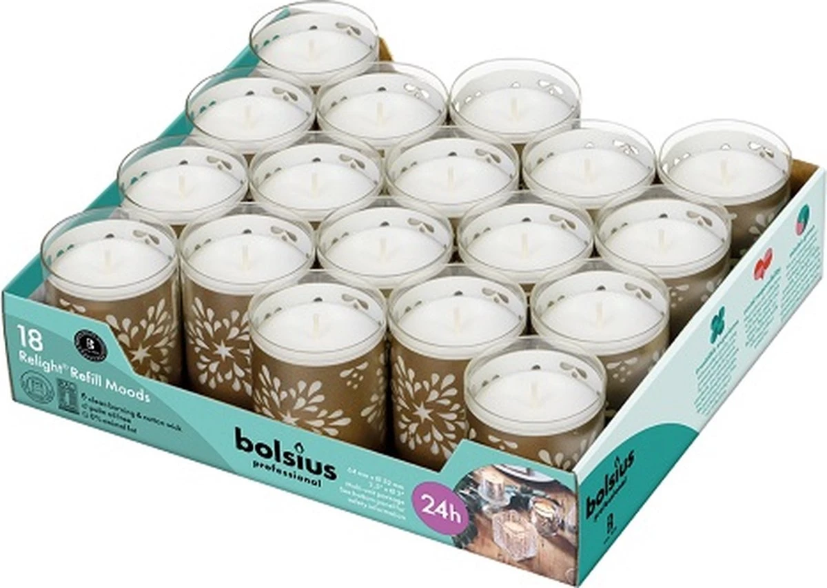 Bolsius ReLight Kaarsen Flower Tray Champagne (18 Stuks) 3 Bolsius ReLight Kaarsen Flower Tray Champagne (18 Stuks)