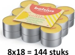 Bolsius - 144 Geurtheelichten - Waxinelichtjes - Citronella - Buitenkaars -Bolsius 1200x877