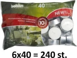 240 Stuks Bolsius Professional Witte 10-uurs Maxi Waxinelichtjes In Horeca Zak