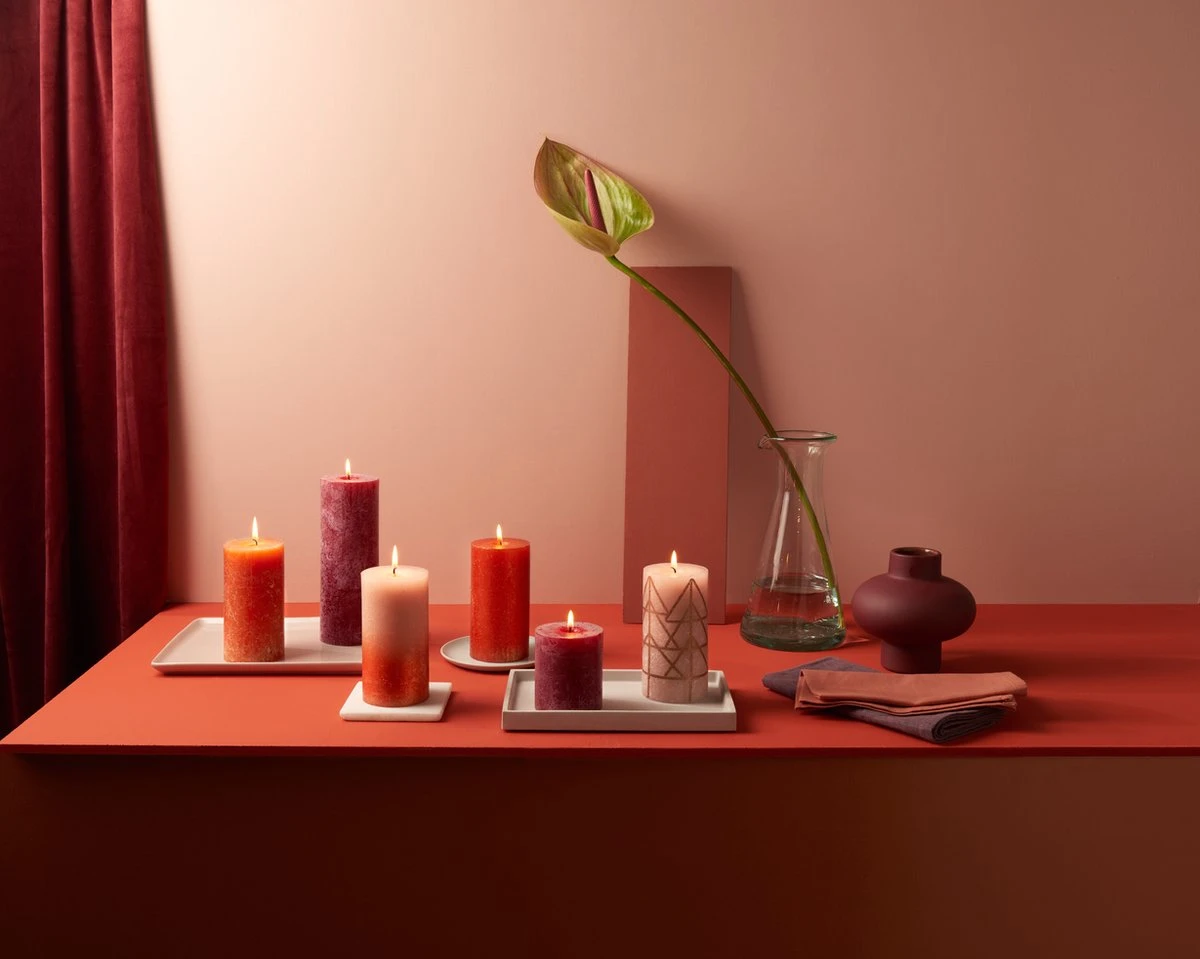 Bolsius - Rustieke Kaarsen Set - Cosy Reds 4 Bolsius - Rustieke Kaarsen Set - Cosy Reds - Afbeelding 2