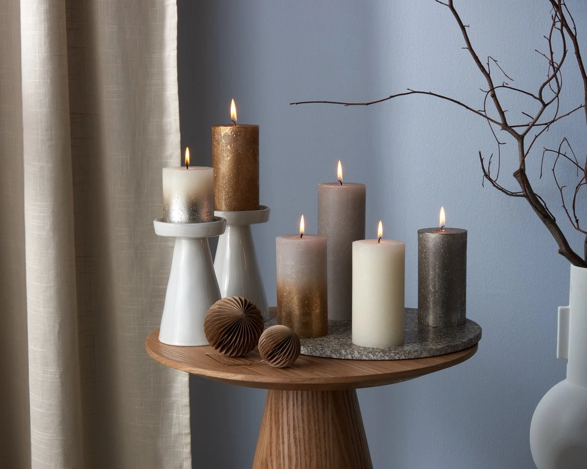 Bolsius - Rustieke Kaars Shimmer - 4 Stuks - Metallic - Ivoor - 19cm 4 Bolsius - Rustieke Kaars Shimmer - 4 Stuks - Metallic - Ivoor - 19cm - Afbeelding 2