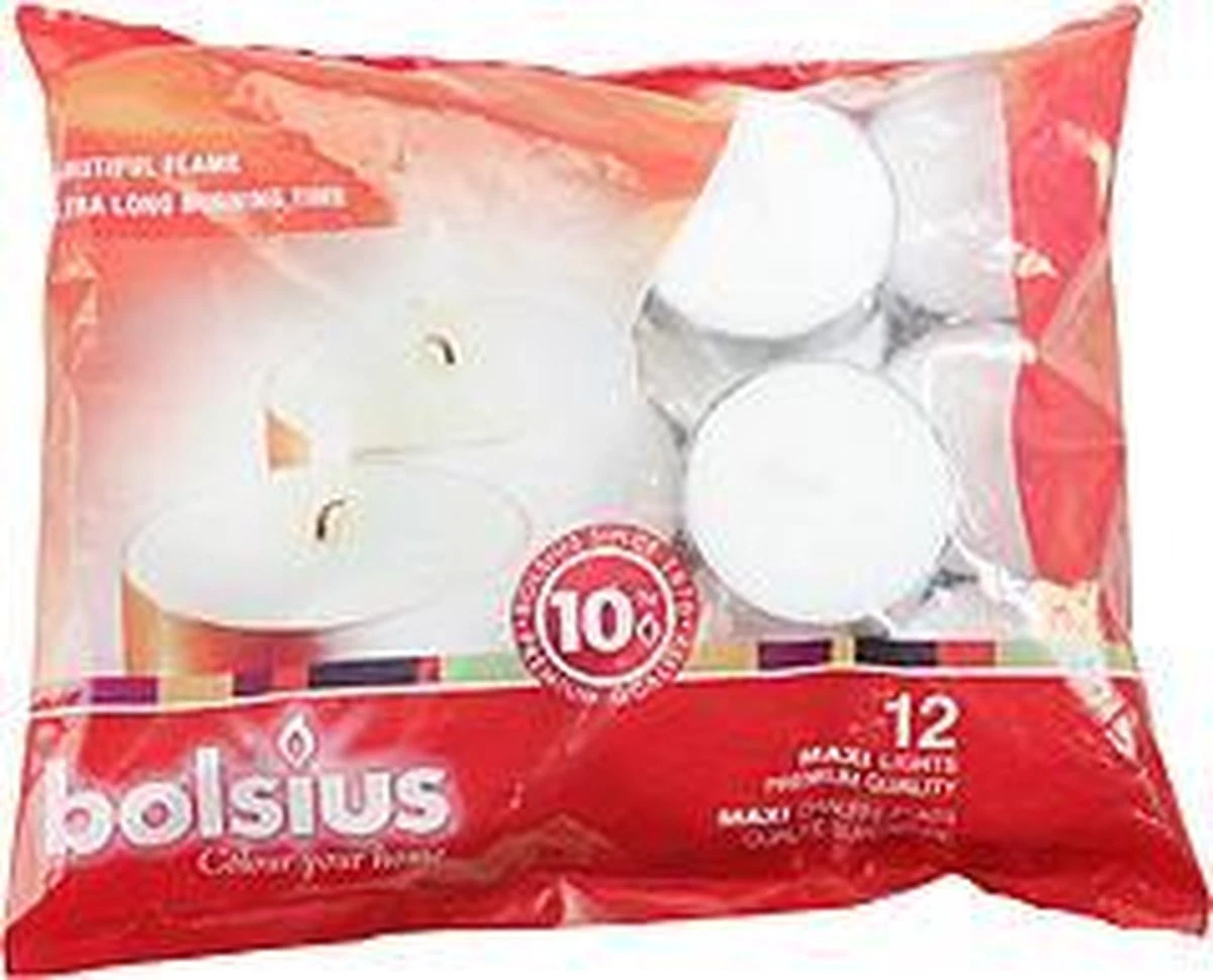 Bolsius Maxi Waxinelichtjes - 12 Stuks - Wit 5 Bolsius Maxi Waxinelichtjes - 12 Stuks - Wit - Afbeelding 3