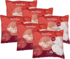 Bolsius - 84 Duurzamere Maxi Waxinelichtjes - Grote Theelichtjes - Wit - 10 Branduren