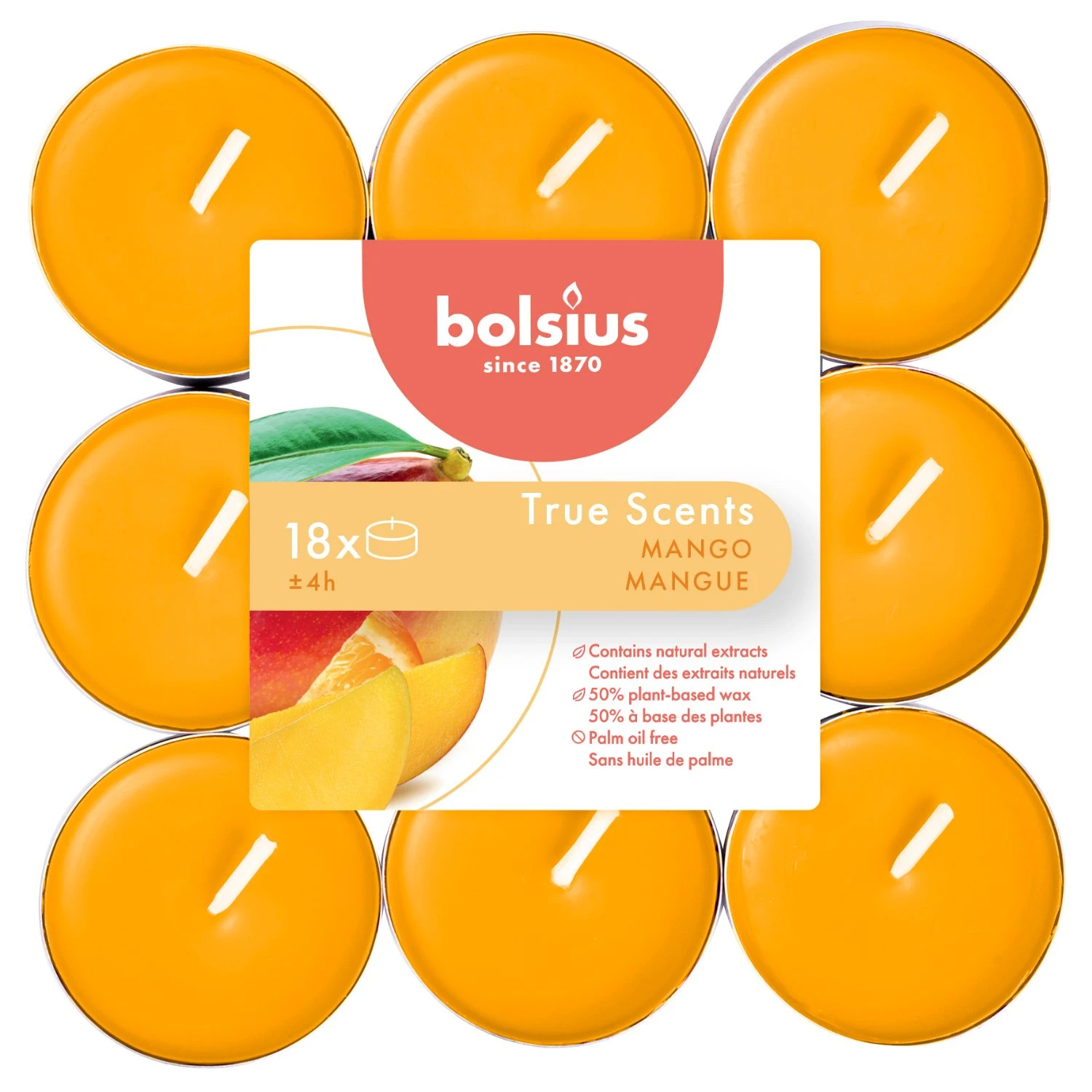 Bolsius Geurtheelichten 4u True Scents Mango 4 Bolsius Geurtheelichten 4u True Scents Mango - Afbeelding 2