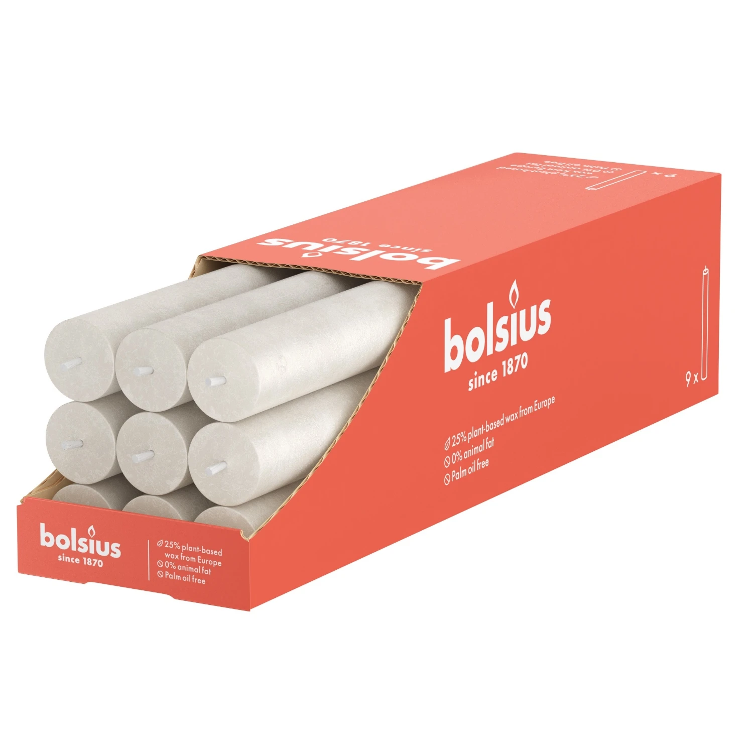 Bolsius Dinerkaars Rustiek Sandy Grey 3 Bolsius Dinerkaars Rustiek Sandy Grey