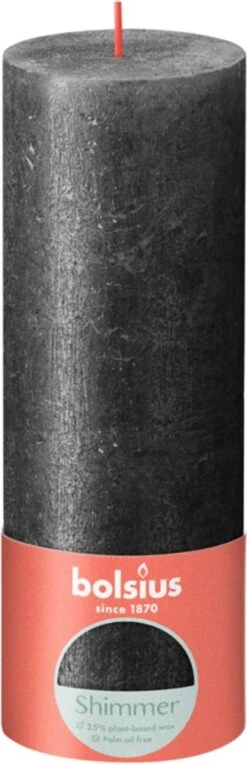 Bolsius Rustiek Stompkaars 190/68 Shimmer Anthracite