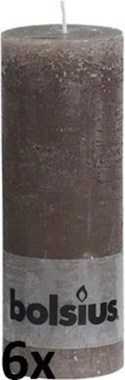 Bolsius Stompkaars Rustiek - Taupe - H19 Cm - 6 Stuks -Bolsius 394x1200