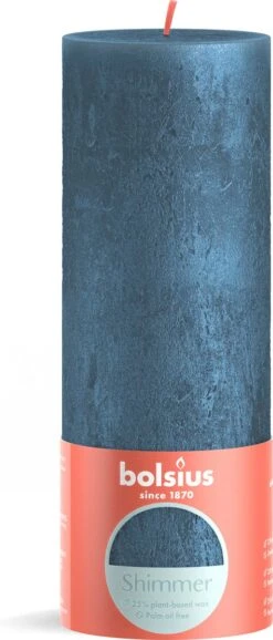 Bolsius - Rustieke Kaars Shimmer - 4 Stuks - Metallic - Blauw – 19cm -Bolsius 513x1200