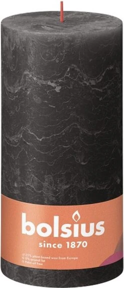 4 Stuks Bolsius Antraciet Rustiek Stompkaarsen 200/100 (125 Uur) Eco Shine Stormy Grey