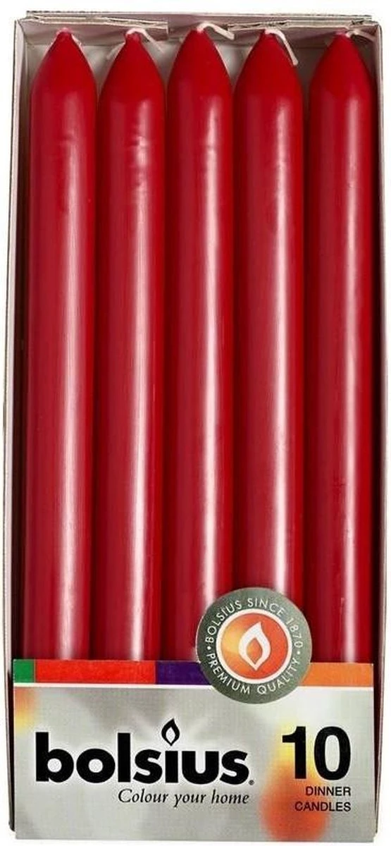 Bolsius Dinerkaarsen - Wijnrood - 10 Stuks 4 Bolsius Dinerkaarsen - Wijnrood - 10 Stuks - Afbeelding 2