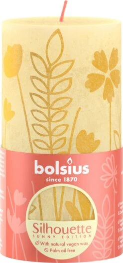 Bolsius - Rustieke Kaars - 4 Stuks - Licht Geel Met Print - 13cm - Paasdecoratie -Bolsius 562x1200 1