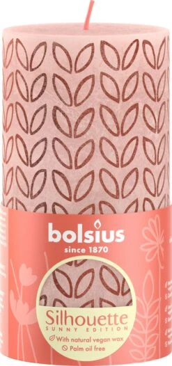 Bolsius - Rustieke Kaars - 4 Stuks - Licht Roze Met Print - 13cm - Paasdecoratie -Bolsius 563x1200