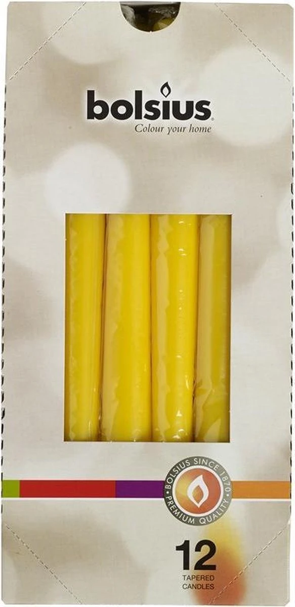 Bolsius Gotische Kaars 245/24 12st Geel 5 Bolsius Gotische Kaars 245/24 12st Geel - Afbeelding 3