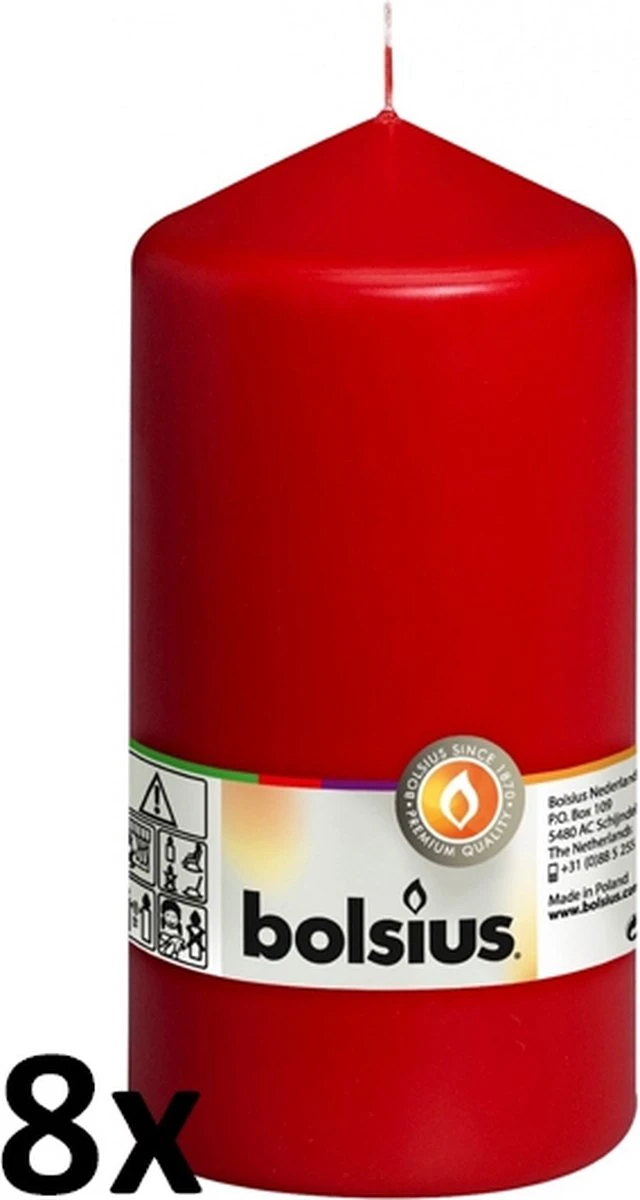 Bolsius Stompkaars 150/80 - Rood (per 8 Stuks) 4 Bolsius Stompkaars 150/80 - Rood (per 8 Stuks) - Afbeelding 2