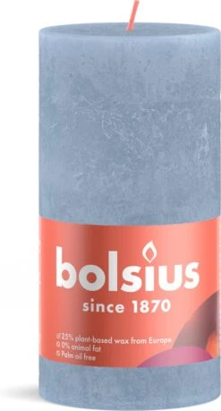 Bolsius - Rustieke Kaars - 4 Stuks - Licht Blauw - Sky Blue - 13cm -Bolsius 646x1200