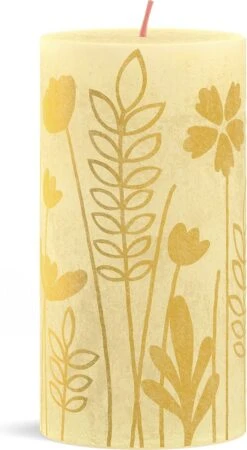 Bolsius - Rustieke Kaars - 4 Stuks - Licht Geel Met Print - 13cm - Paasdecoratie -Bolsius 658x1200