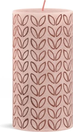 Bolsius - Rustieke Kaars - 4 Stuks - Licht Roze Met Print - 13cm - Paasdecoratie -Bolsius 664x1200